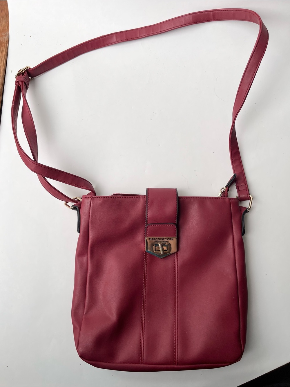 Marc New York Andrew Marc Burgundy Leather Satchel Purse w/ Gold Hardware